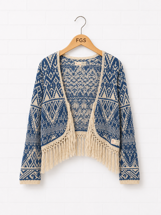 Odd Molly Geometric Fringe Knit Cardigan- 2