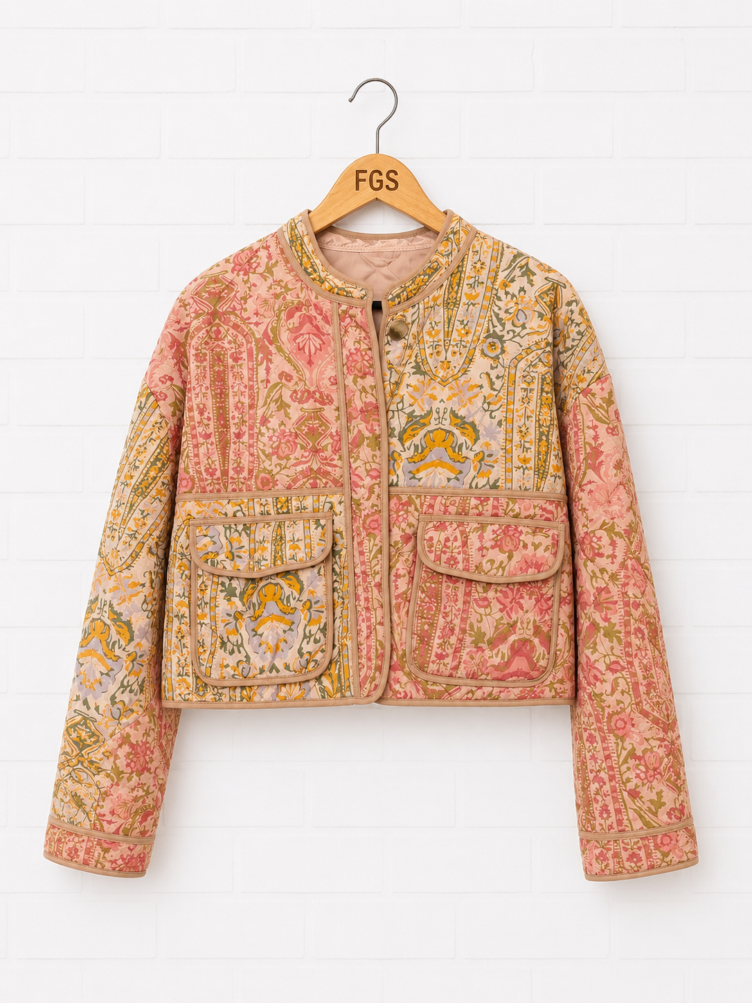 7 for all Mankind Quilted Crop Patchwork Barn Jacket- L