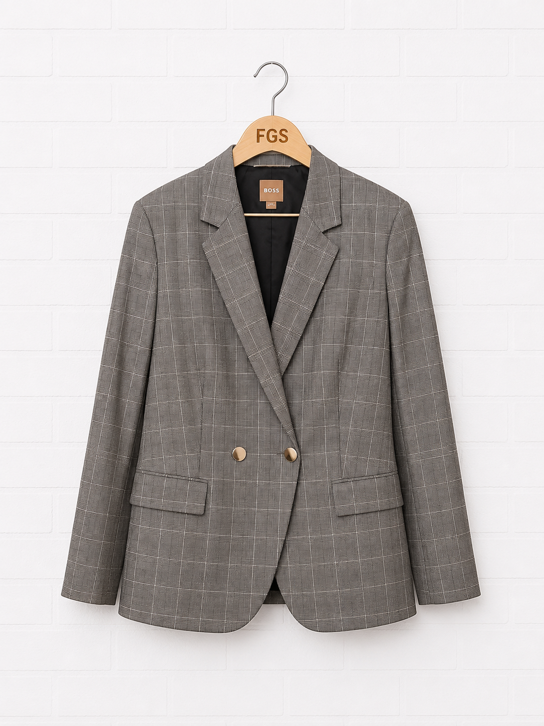 BOSS Glen Plaid Double Breasted Blazer- 10