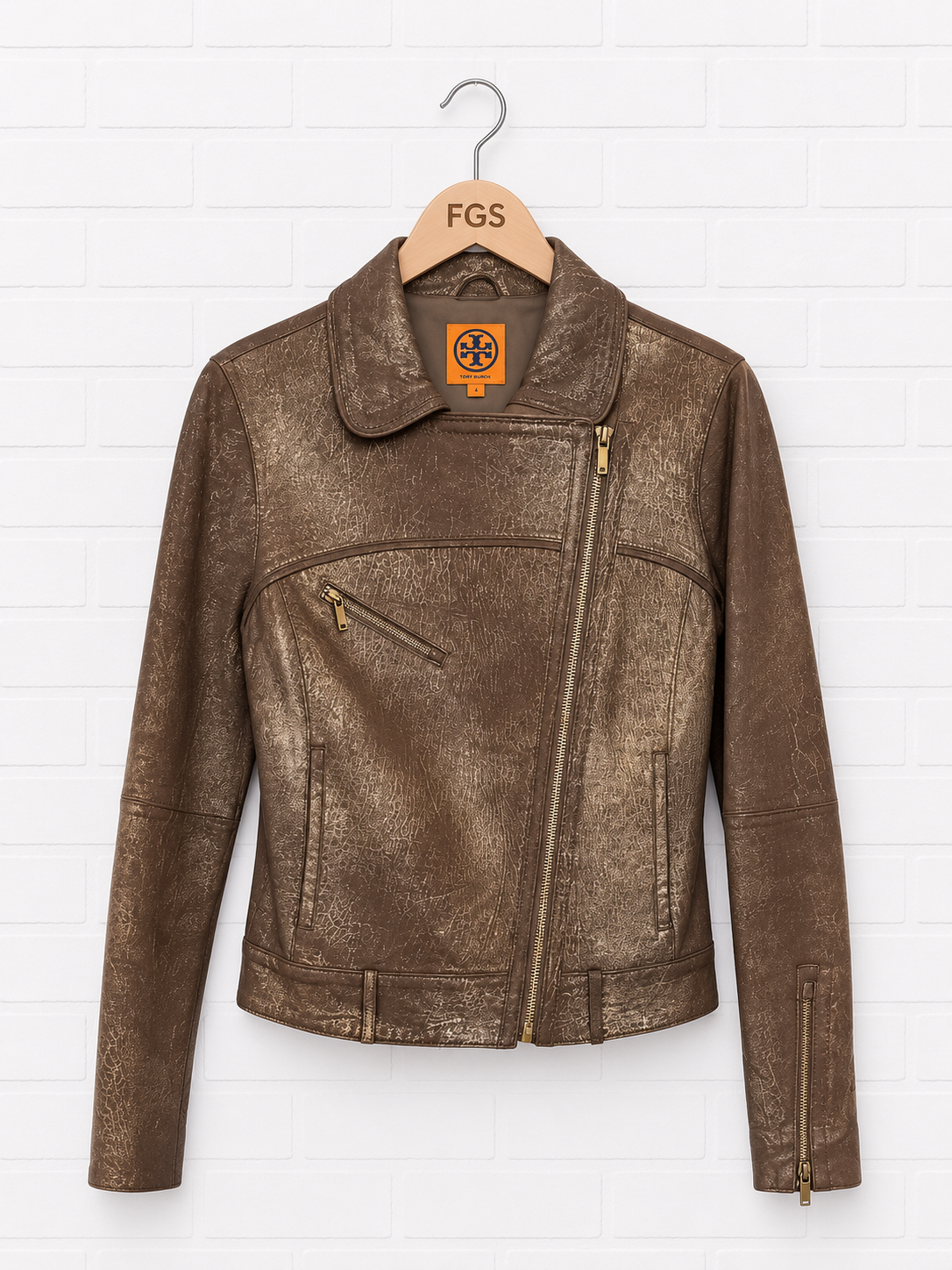 Tory Burch Leather Moto Jacket- 8