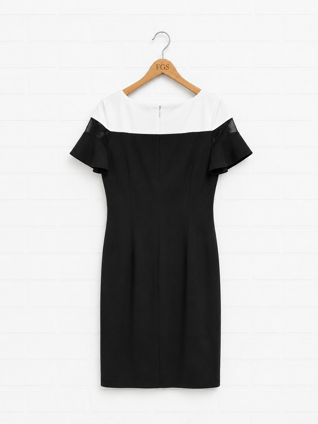 Karl Lagerfeld Black & White Scalloped Midi Dress- 6