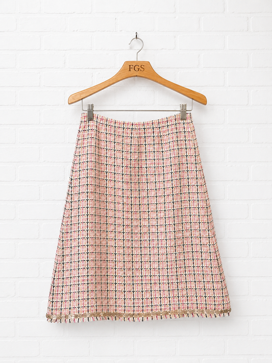 Carlisle Fringe Tweed A Line Skirt- 8