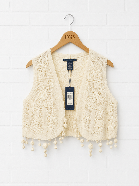 Ralph Lauren Embroidered Fringe Vest- M