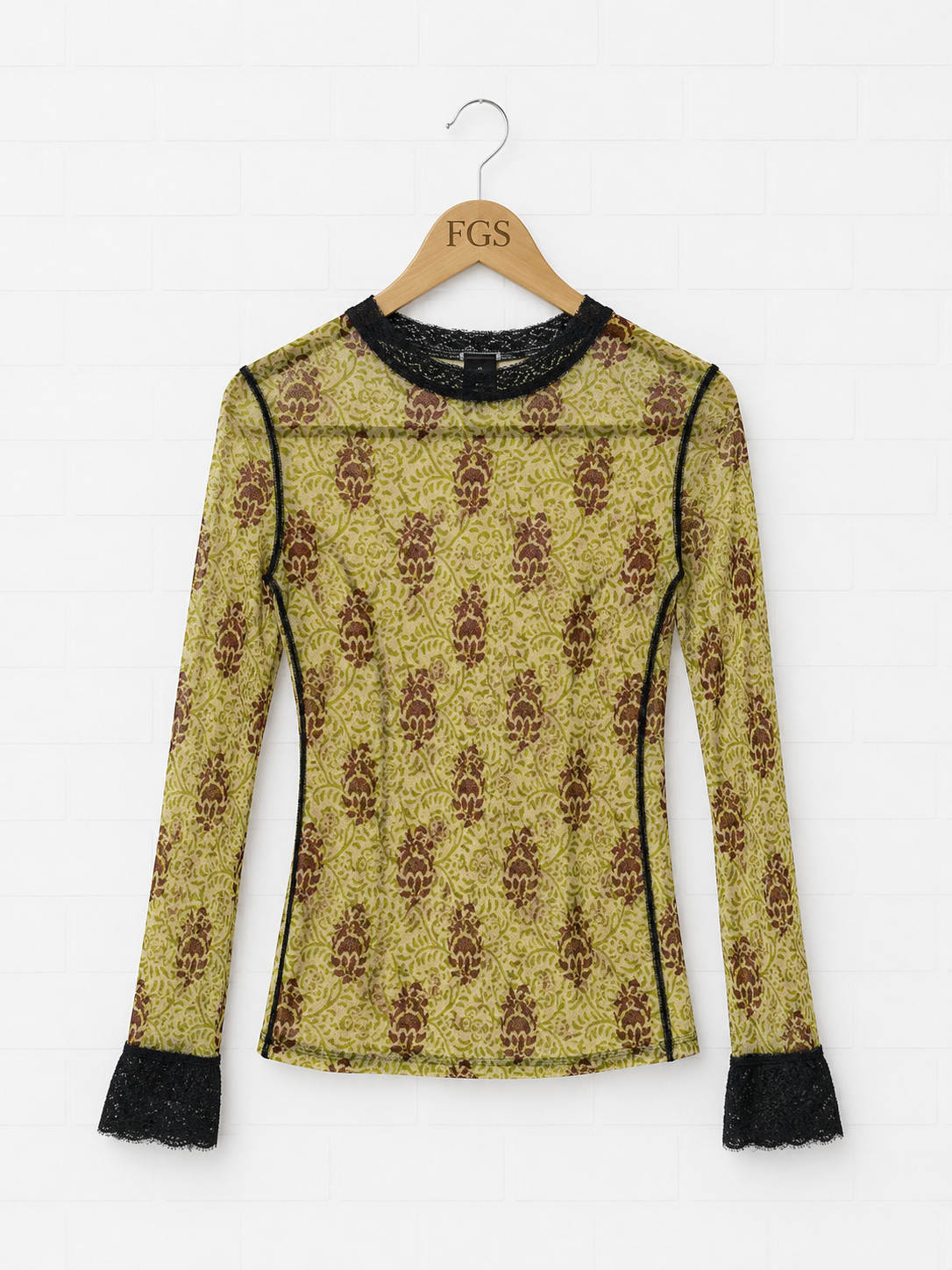 Jean Paul Gaultier Classique Arabesque Print Mesh Top- M