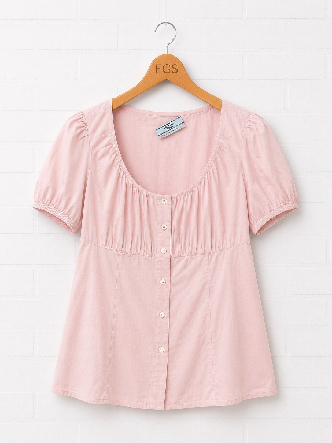 Prada Scoop Neck Button Blouse- 42