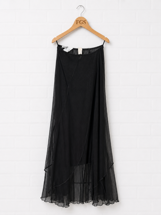 Jean Paul Gaultier Soleil Mesh Asymmetric Maxi Skirt- S