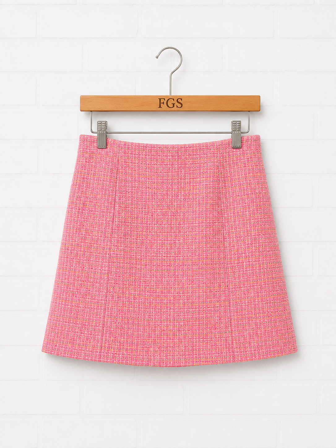 Peach Pink Tweed Mini Skirt- 42