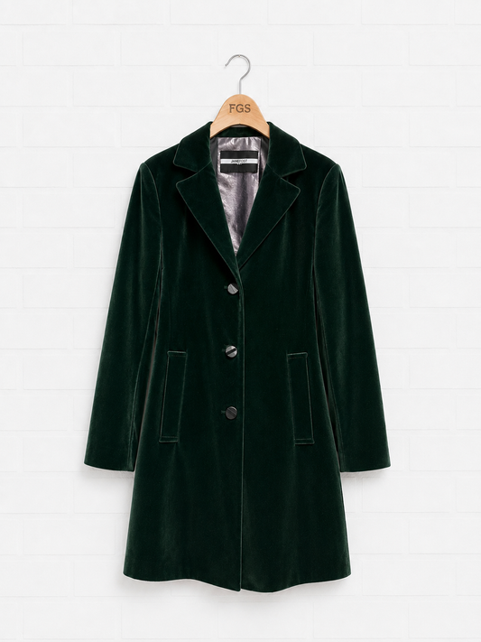 Jane Post Water Repellent Velvet Car Coat- XS
