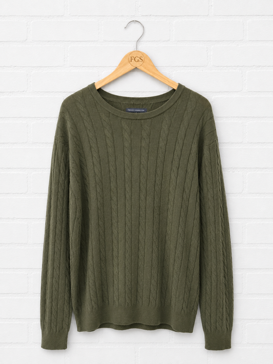 Georg Roth Olive Cable Knit Sweater- XL