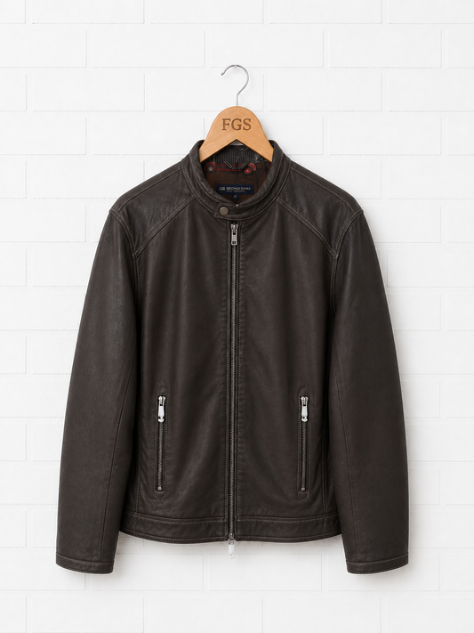 Georg Roth Moto Style Espresso Leather Jacket- M