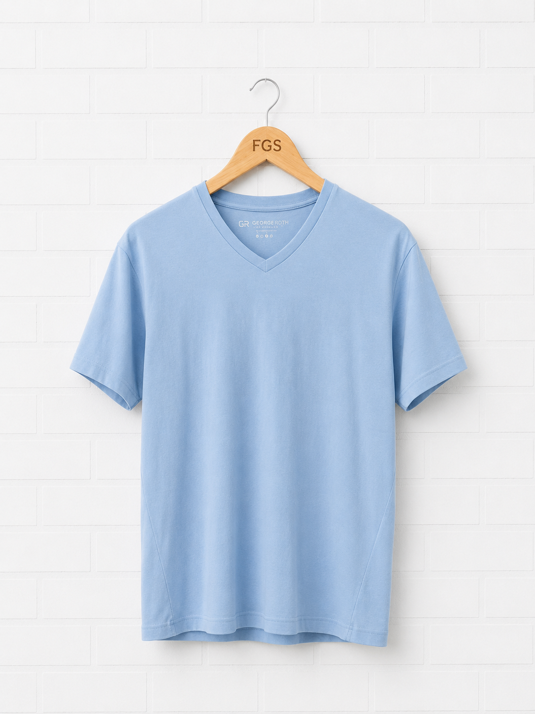 Georg Roth Luxury Pima Sky Blue V Neck- L