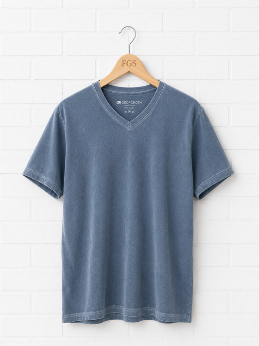 Georg Roth Capri Blue Pima V Neck- L