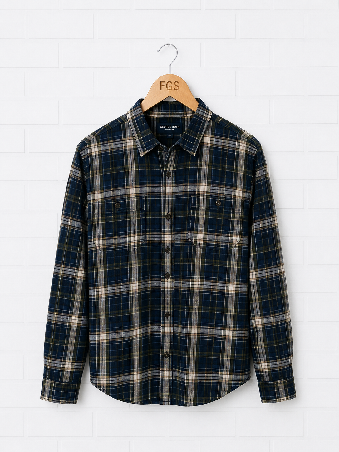 Georg Roth Navy & Green Button Up- XL