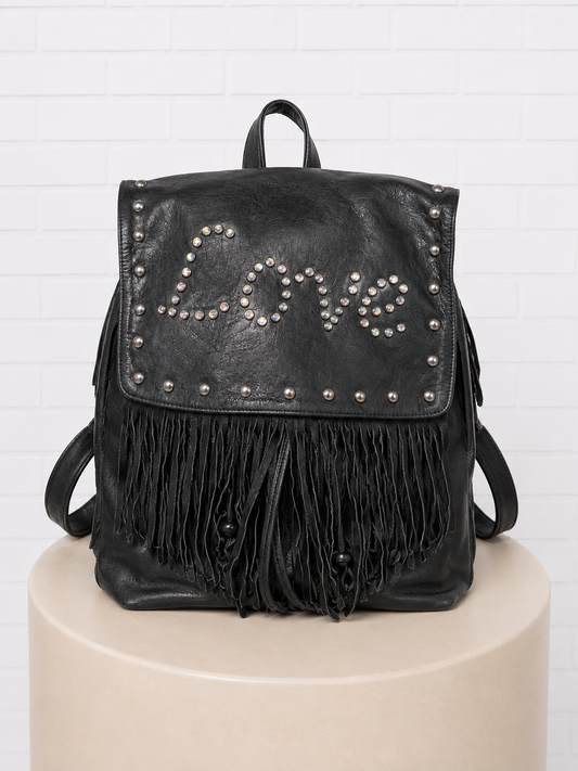 Faith Hebrews 11:1 Black Leather "Love" Backpack