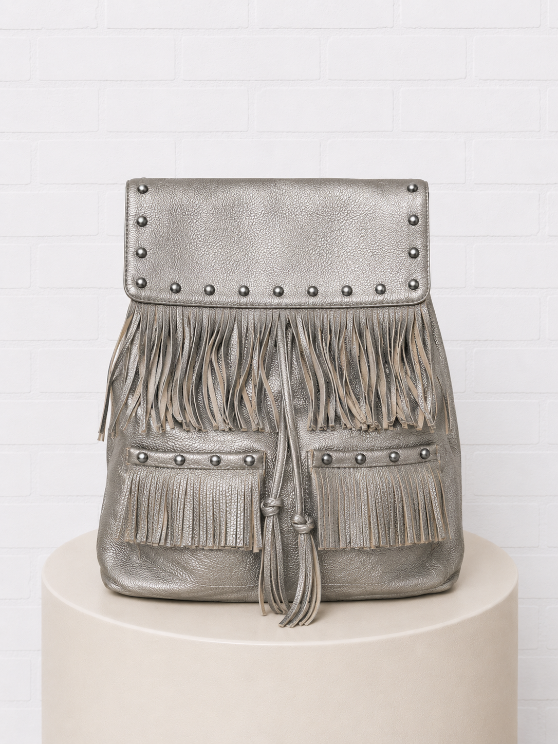 Faith Hebrews 11:1 Silver Leather Backpack