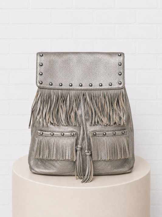 Faith Hebrews 11:1 Silver Leather Backpack
