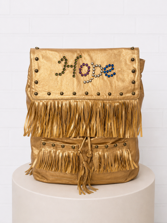 Faith Hebrews 11:1 Gold Leather "Hope" Backpack