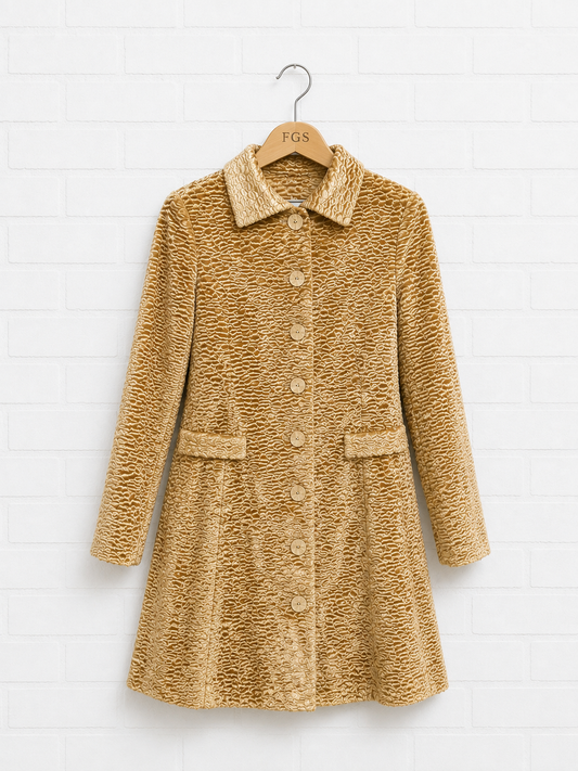 Avenue Montaigne Swirl Embossed Faux Fur Mid Length Coat-6
