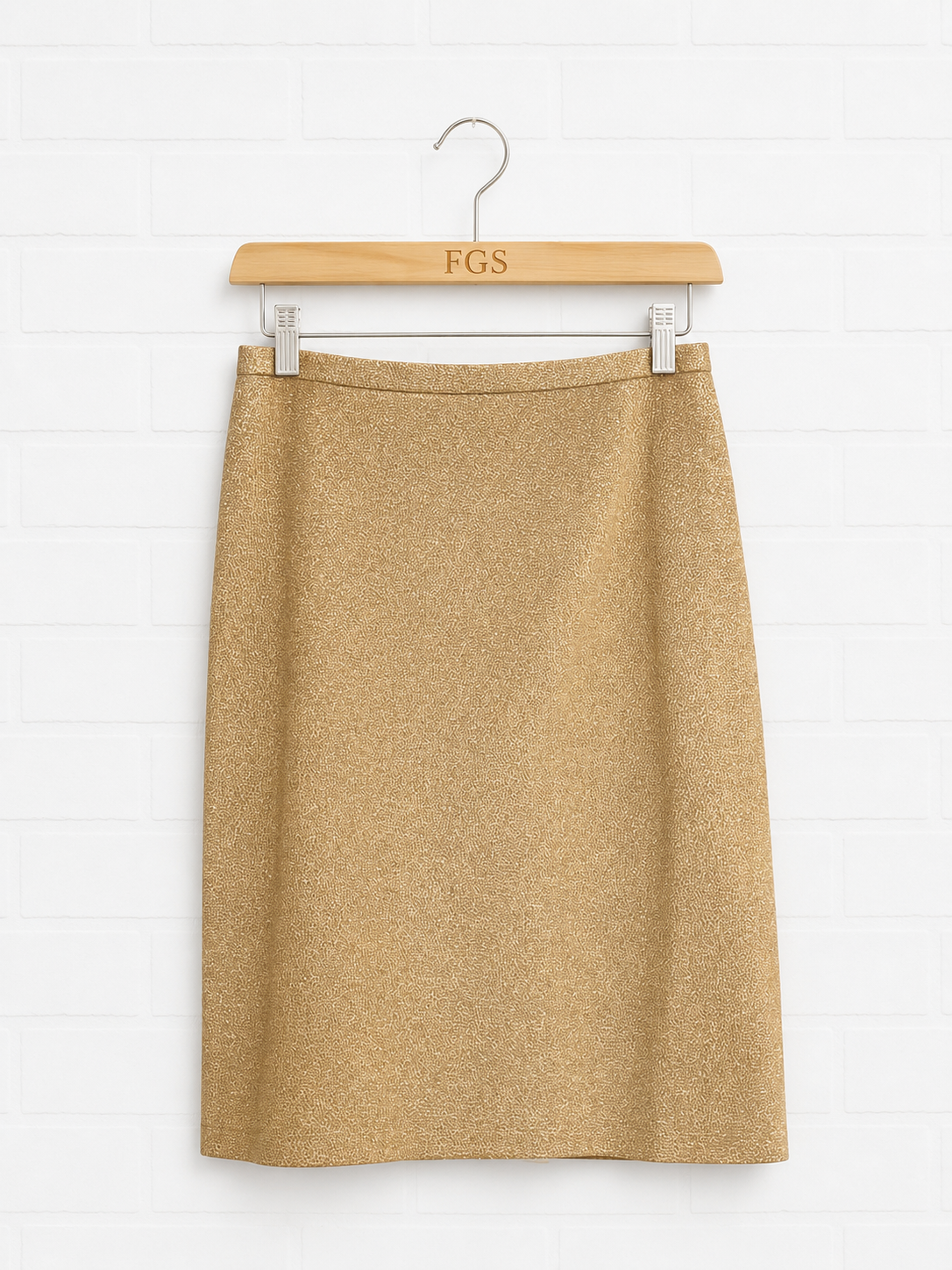 Dolce & Gabbana Textured Gold Metallic Pencil Skirt- 44