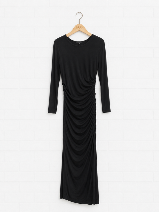 Dolce & Gabbana Black Central Ruched Dress- 42