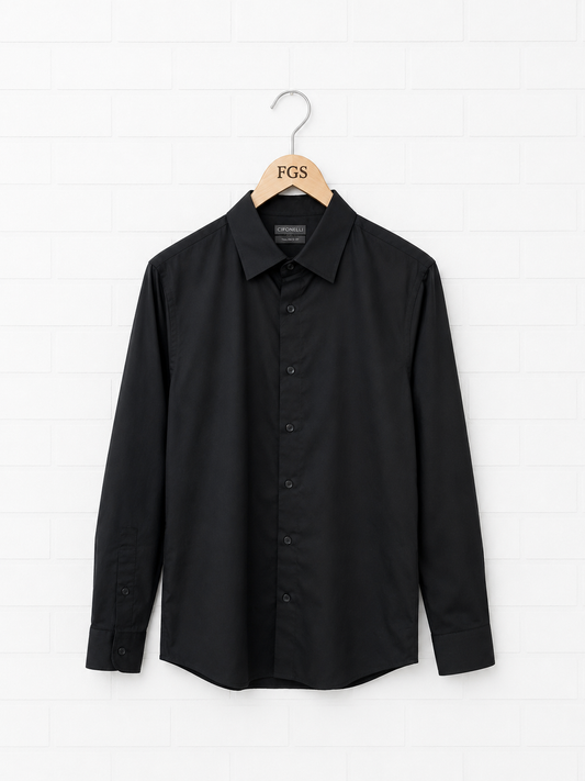 Georg Roth Solid Black Button Up- XL