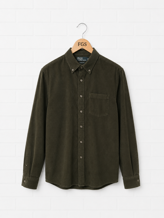 Georg Roth Olive Corduroy Button Up- M