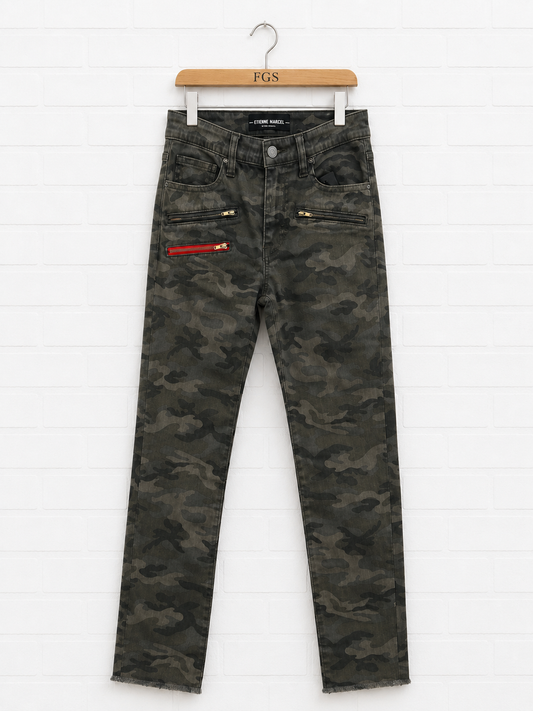 Etienne Marcel Camo Red Zipper Skinny