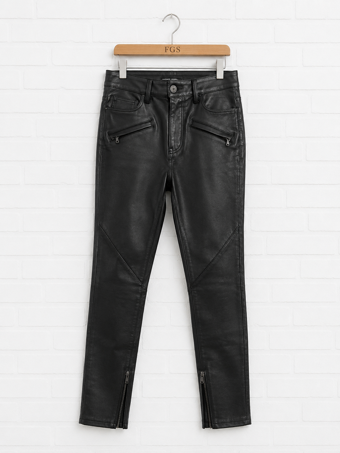 Etienne Marcel Black Leather Skinny Pants