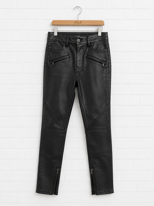 Etienne Marcel Black Leather Skinny Pants