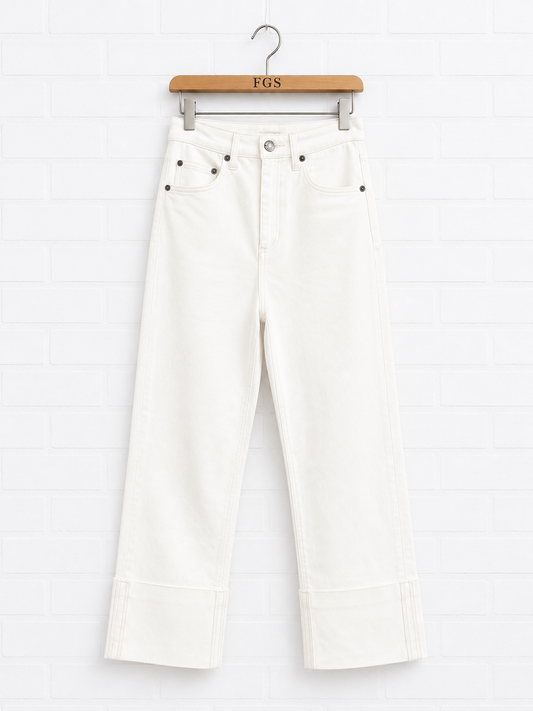 Etienne Marcel White Wide Cuff Pant