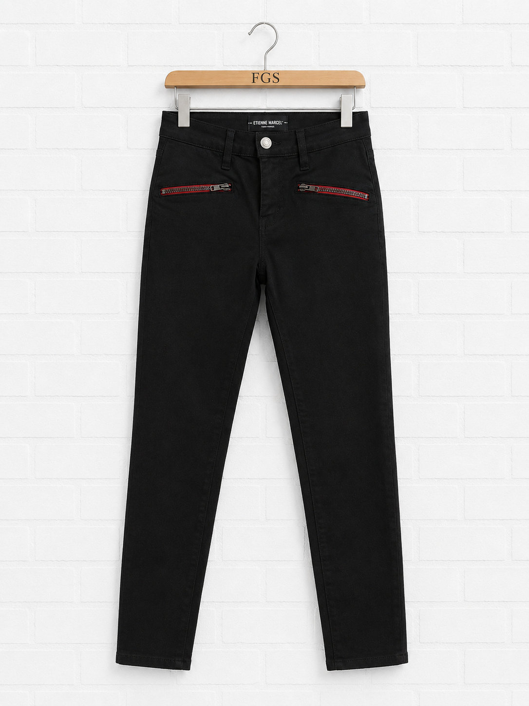 Etienne Marcel Red Zipper Black Skinny