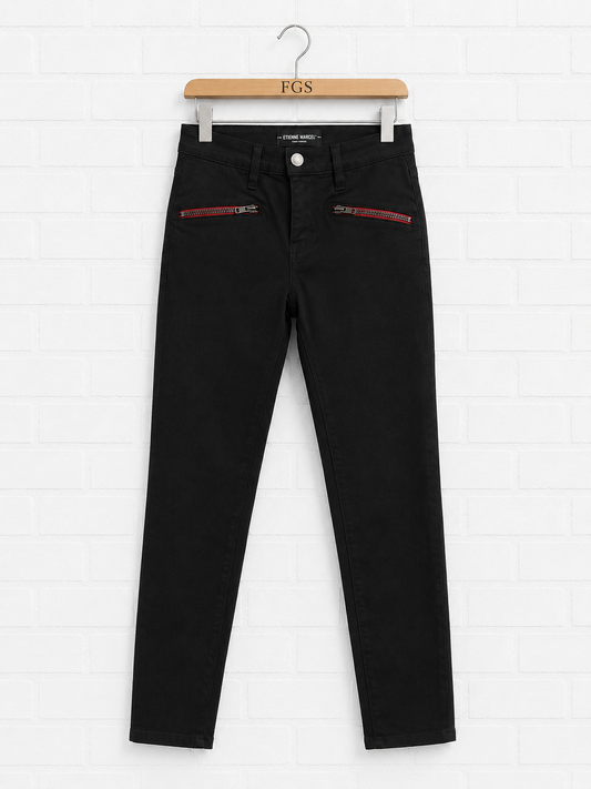 Etienne Marcel Red Zipper Black Skinny