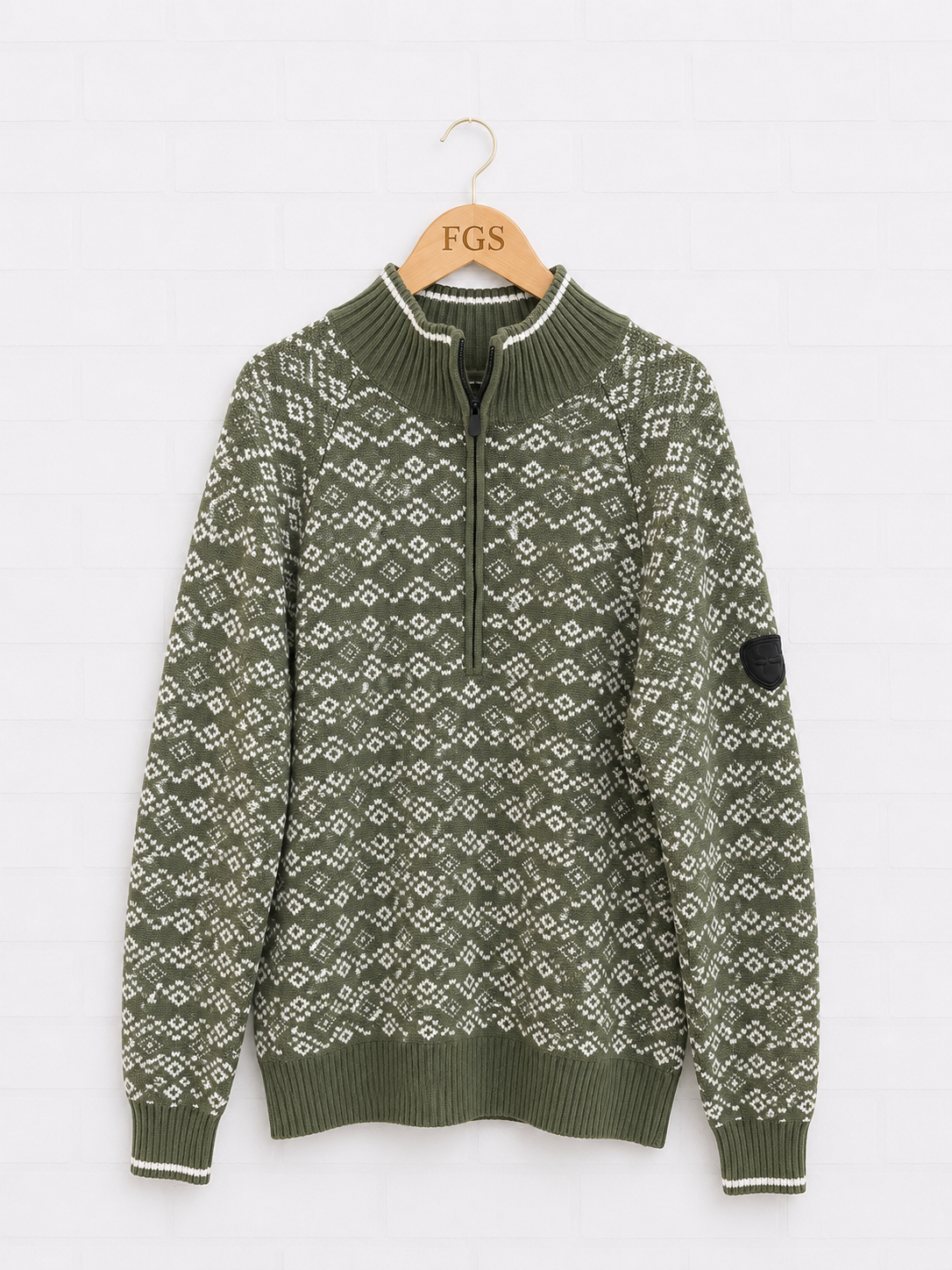 Alp N Rock Leo Fairisle 1/2 Zip Sweater-L