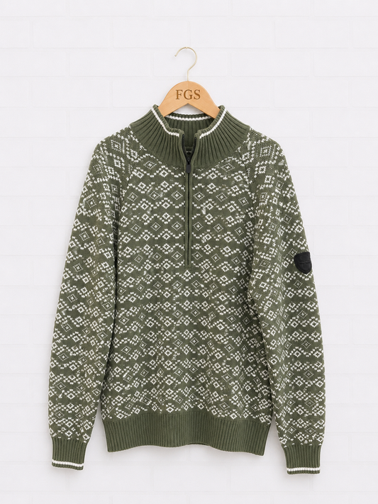 Alp N Rock Leo Fairisle 1/2 Zip Sweater-L