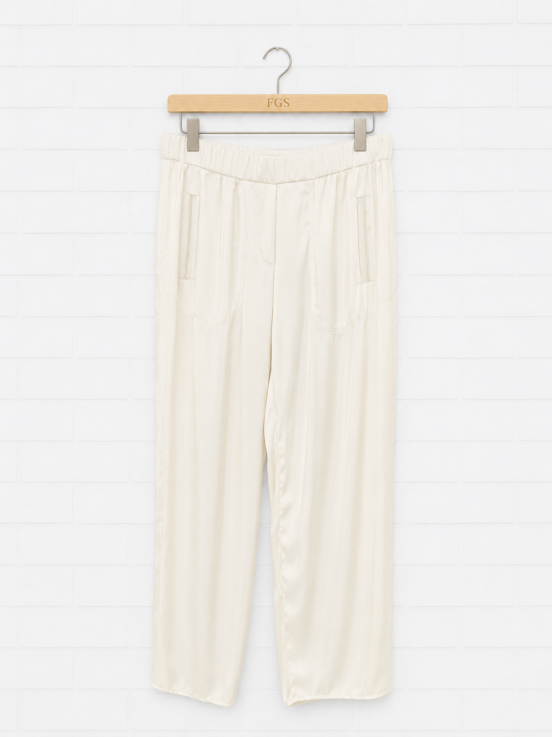 Beate Heymann Satin Cream Trousers-38