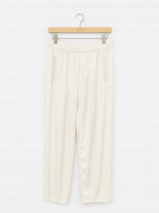 Beate Heymann Satin Cream Trousers-38