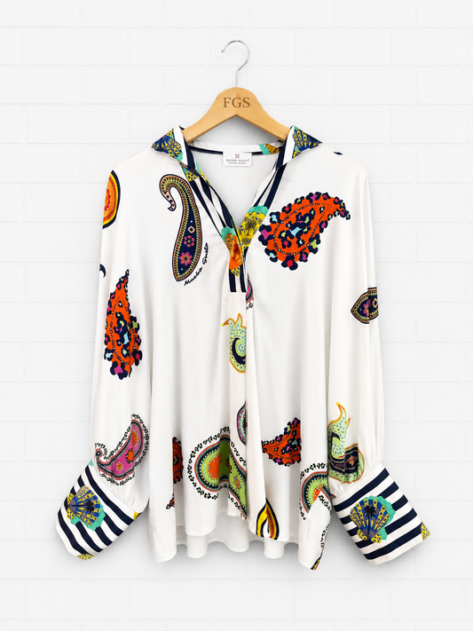 Mucho Gusto Multi Color Paisley Blouse- M