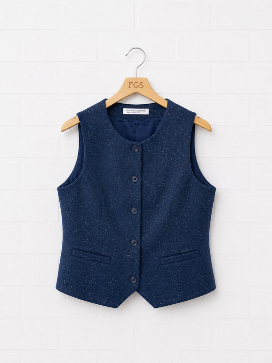 European Culture Women's Blu Vest-L