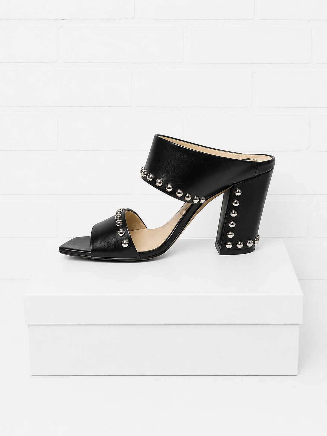 Jimmy Choo Matty Studded Leather Mules – Black- 38.5