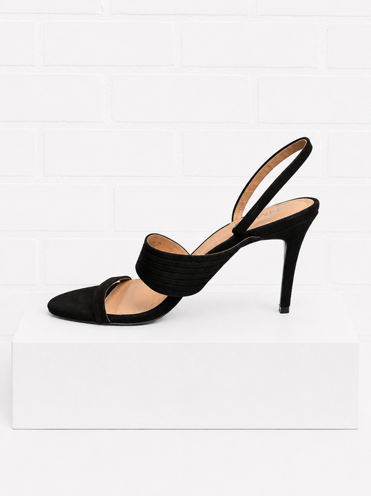Neiman Marcus Helen Black Suede Slingback Sandals-10