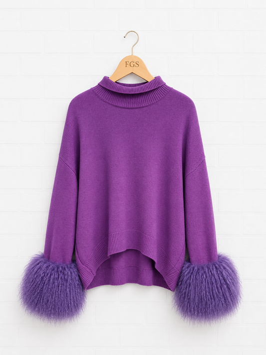 Nuvula Mongolian Wool Cuff Cashmere Sweater- M