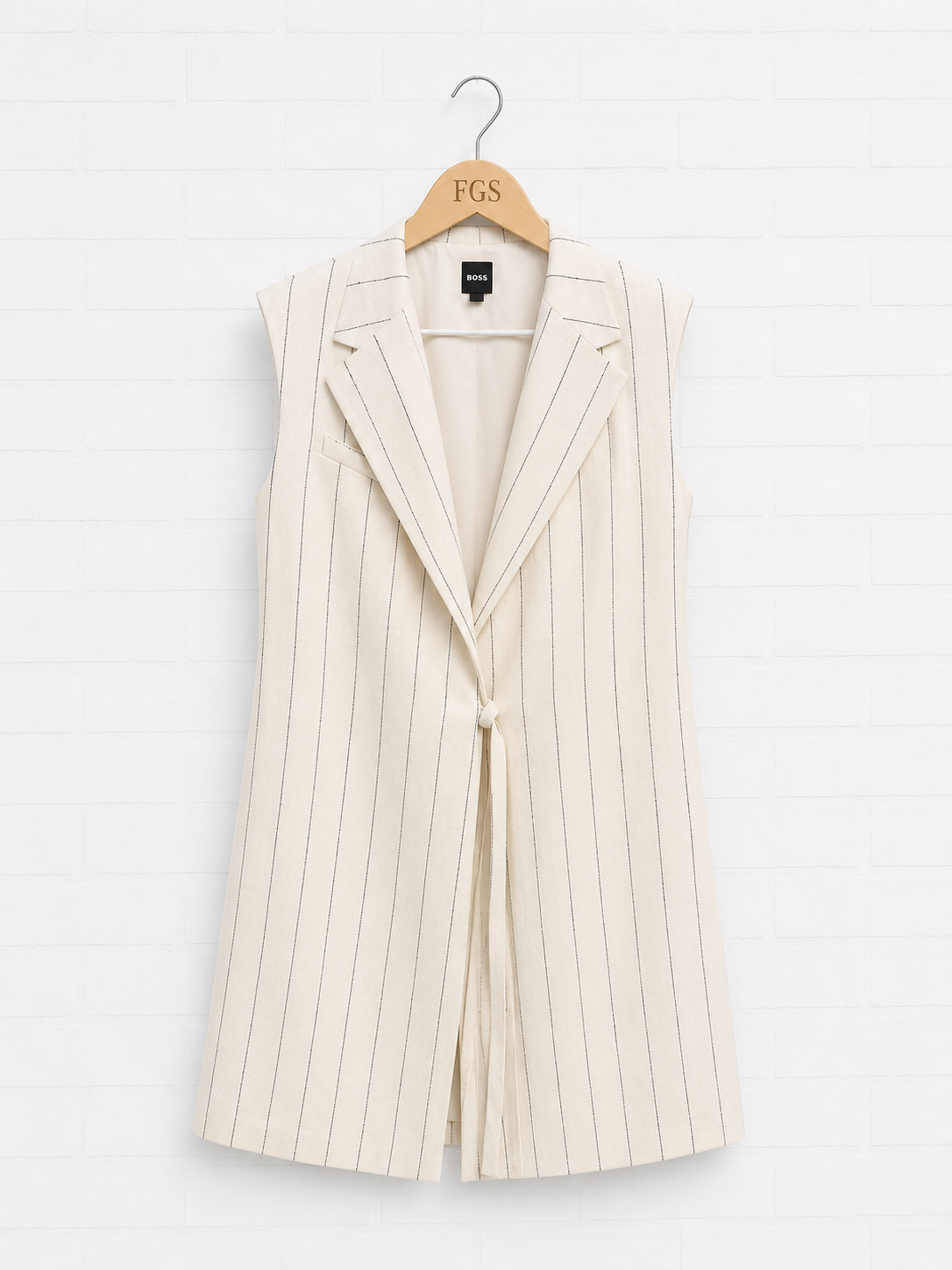 BOSS Drupe Pinstripe Linen Blend Dress-8