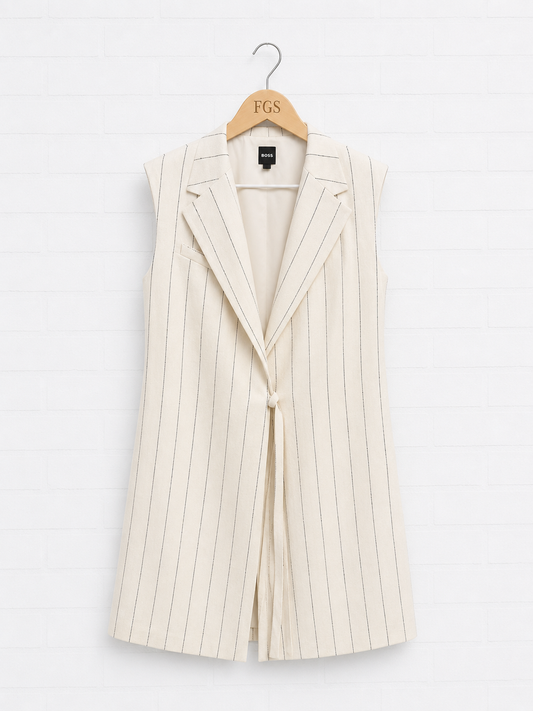 BOSS Drupe Pinstripe Linen Blend Dress-8