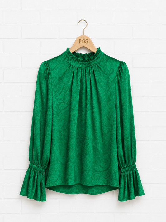 Alice + Olivia Launa Strong-Shoulder Blouse-M