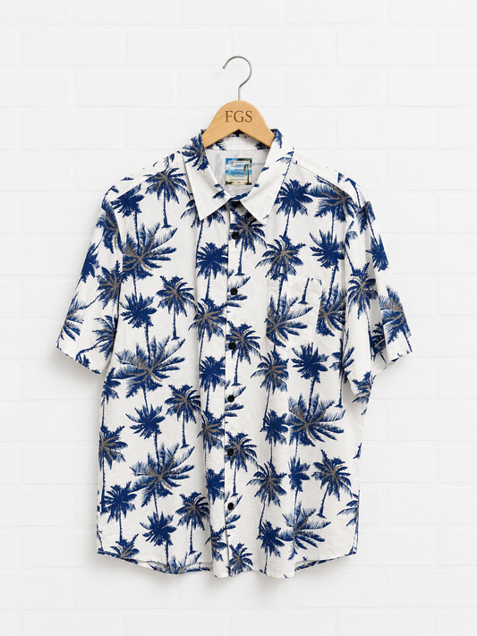 Georg Roth Navy Palm Button Up- XL