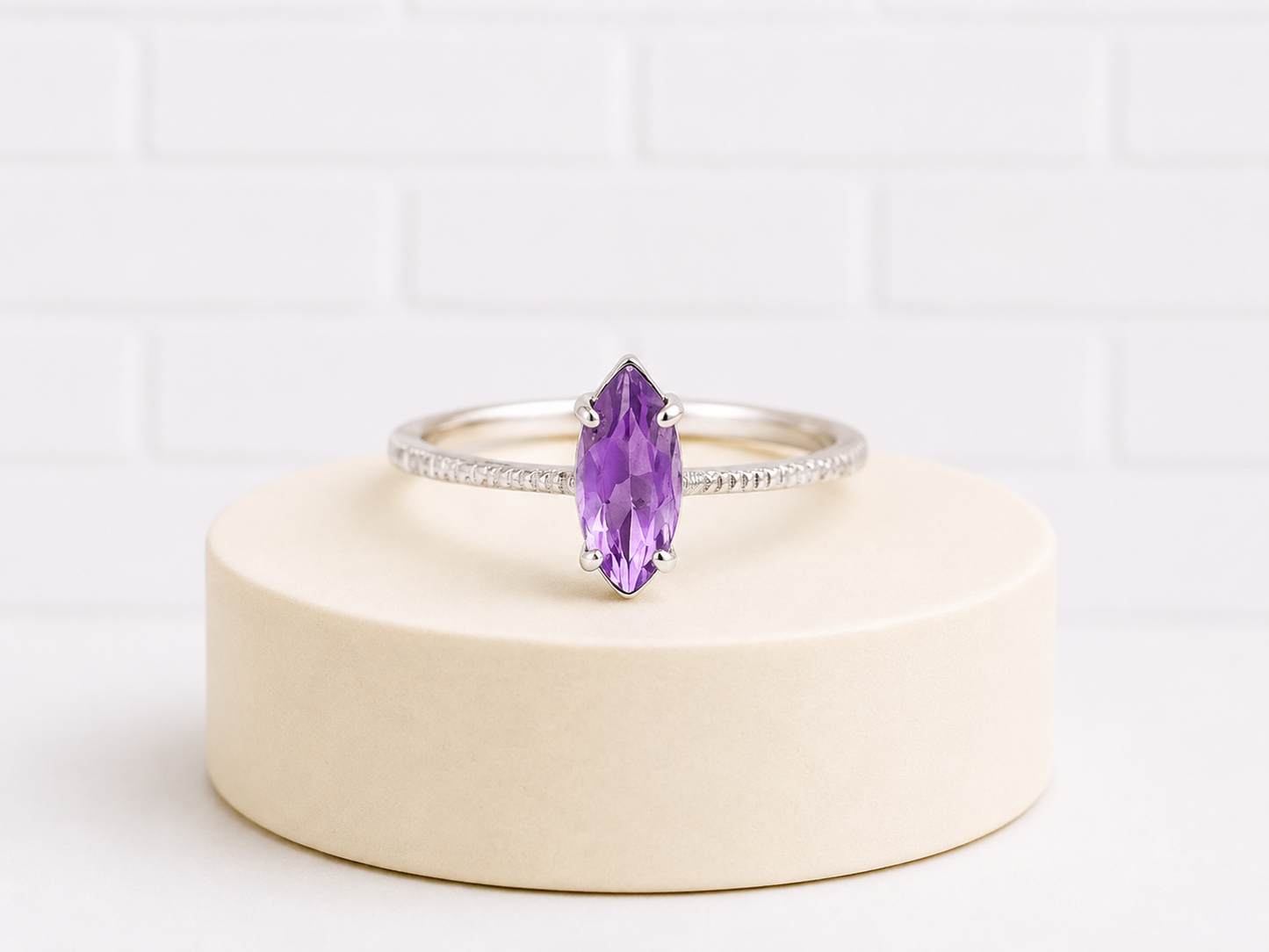 Sterling Silver Amethyst Ring — Size 7