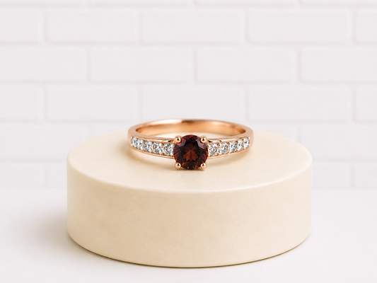 14K Rose Gold Spinel & Diamond Ring — Size 7