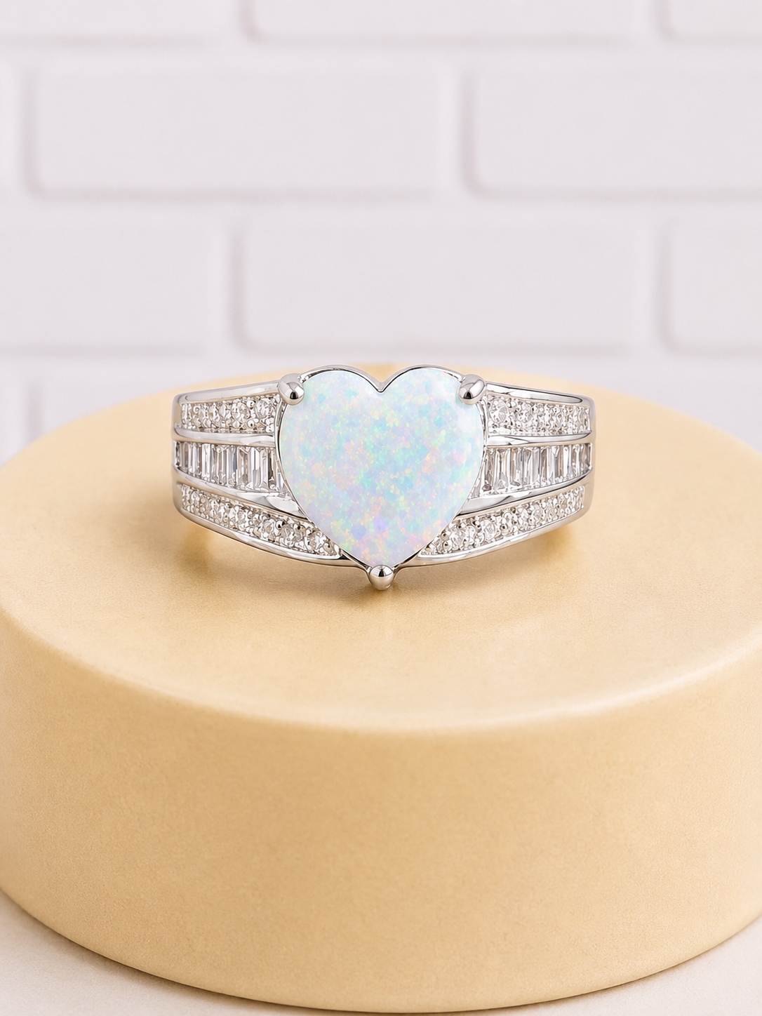 Sterling Silver Opal, Topaz & Diamond Ring — Size 7