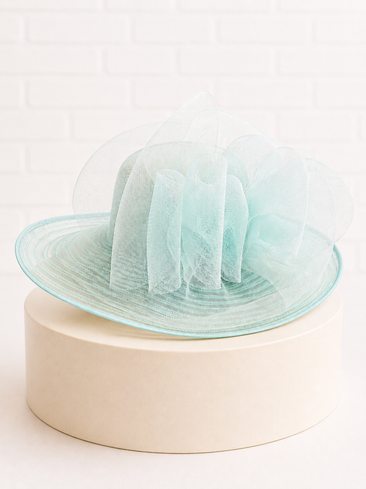 Virginia Aqua Sinamay Crown Dress Hat