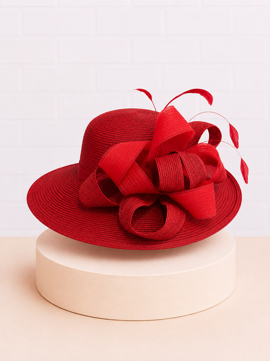 Wide Brimmed Red Hat